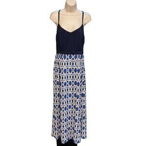 J. Crew Ikat Mixed Print Maxi Dress Blue